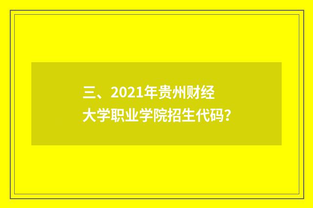 三、2021年贵州财经大学职业学院招生代码？