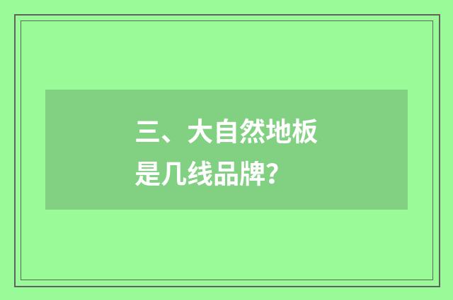 三、大自然地板是几线品牌？