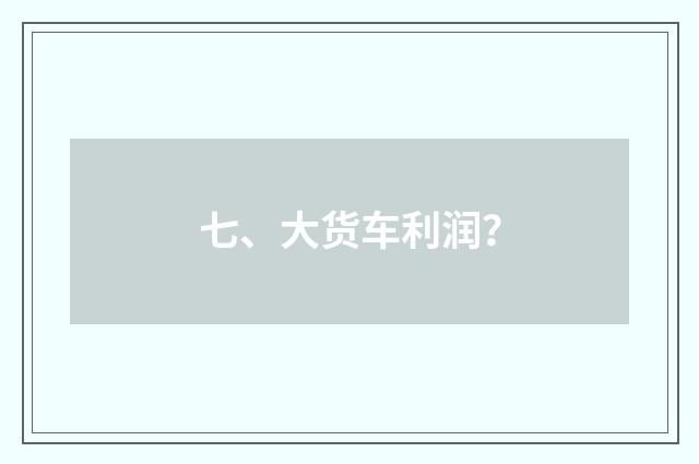 七、大货车利润?