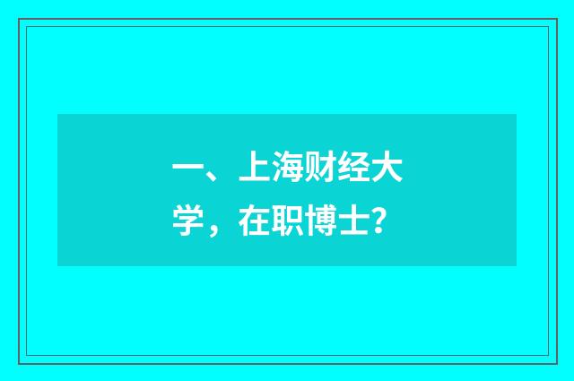 一、上海财经大学，在职博士？