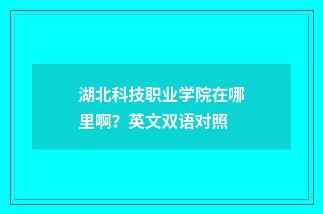 湖北科技职业学院在哪里啊?英文双语对照