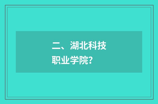 二、湖北科技职业学院?
