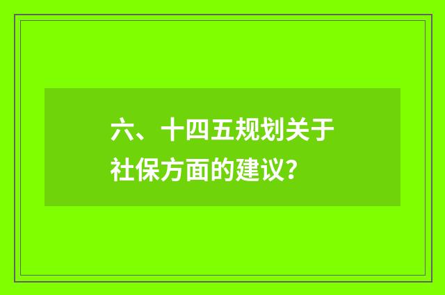 六、十四五规划关于社保方面的建议?