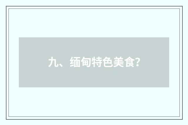九、缅甸特色美食?