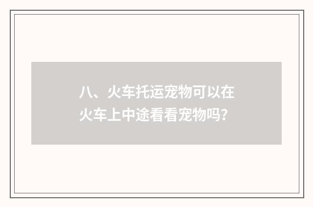 八、火车托运宠物可以在火车上中途看看宠物吗?