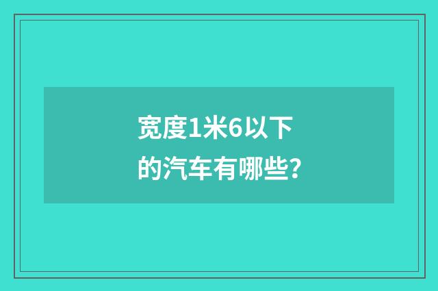 宽度1米6以下的汽车有哪些?