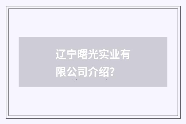 辽宁曙光实业有限公司介绍?