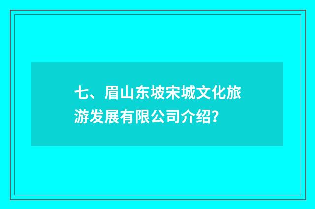 七、眉山东坡宋城文化旅游发展有限公司介绍？