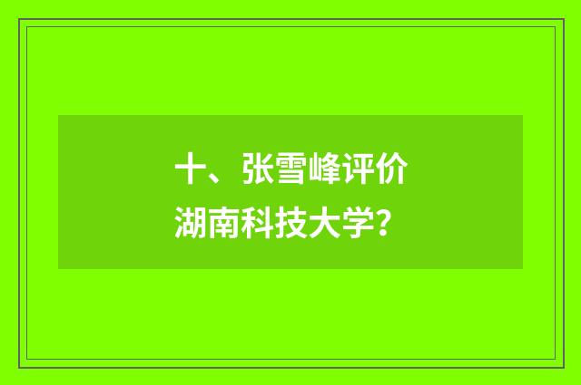 十、张雪峰评价湖南科技大学?