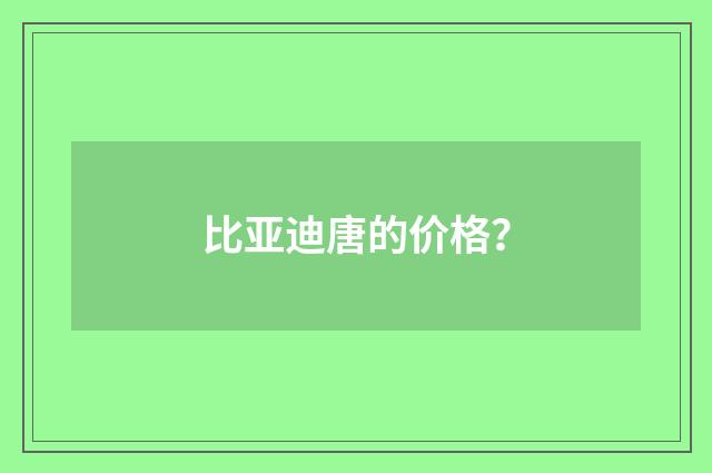 比亚迪唐的价格？