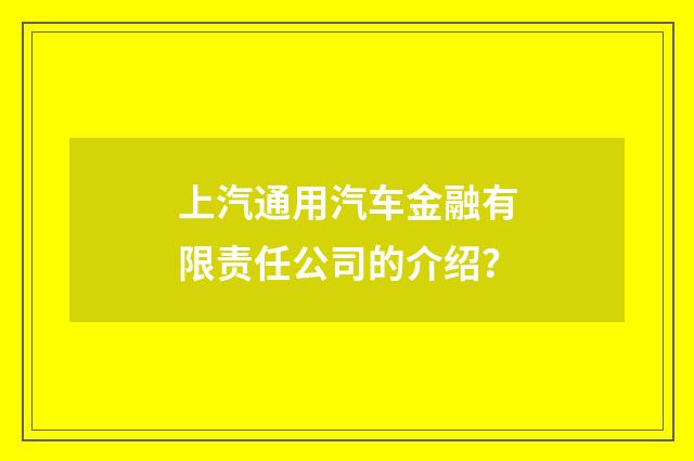 上汽通用汽车金融有限责任公司的介绍？