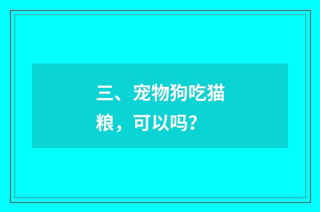 三、宠物狗吃猫粮,可以吗?