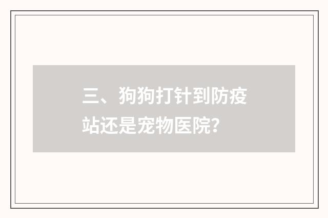 三、狗狗打针到防疫站还是宠物医院?