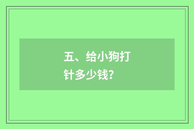 五、给小狗打针多少钱?