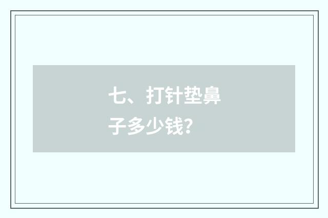 七、打针垫鼻子多少钱?