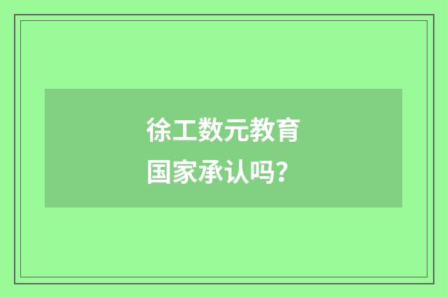 徐工数元教育国家承认吗?