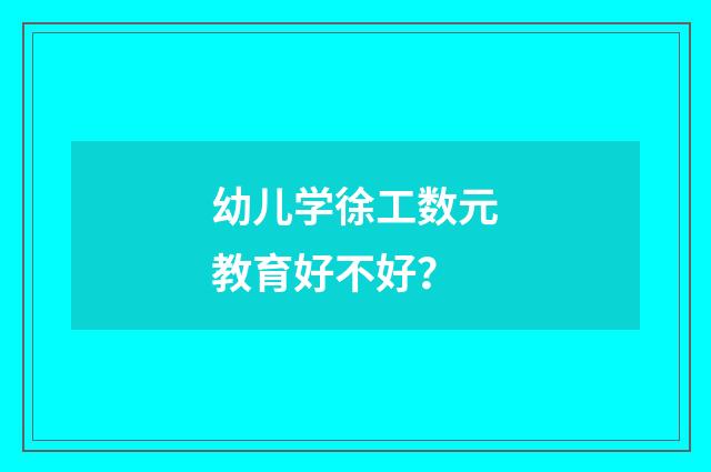 幼儿学徐工数元教育好不好?