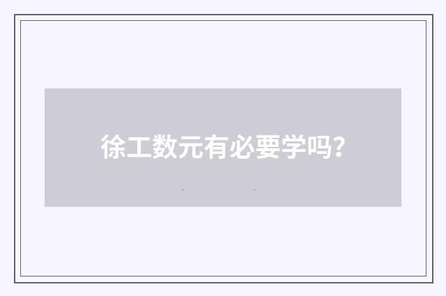 徐工数元有必要学吗?