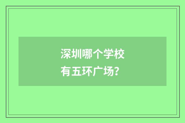 深圳哪个学校有五环广场？