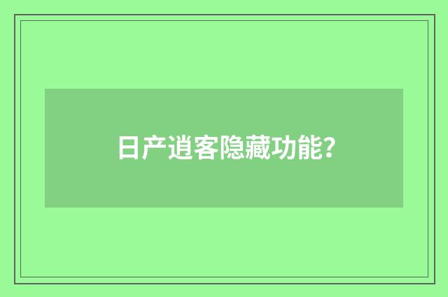 日产逍客隐藏功能？