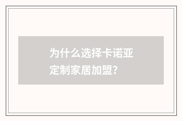 为什么选择卡诺亚定制家居加盟?