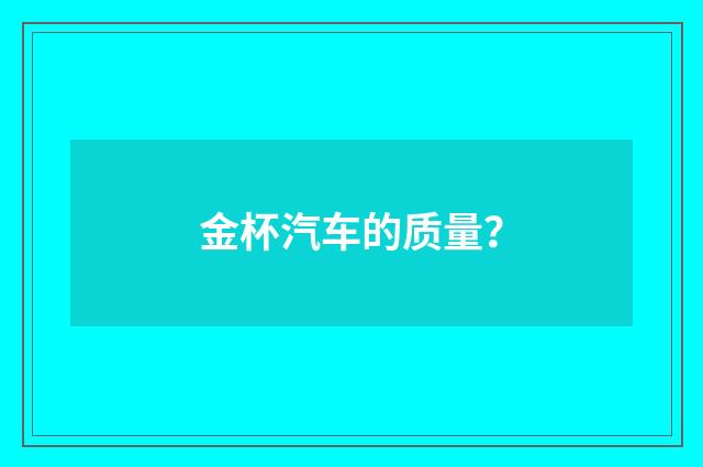 金杯汽车的质量?