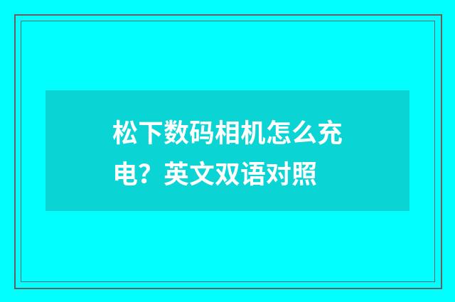 松下数码相机怎么充电?英文双语对照