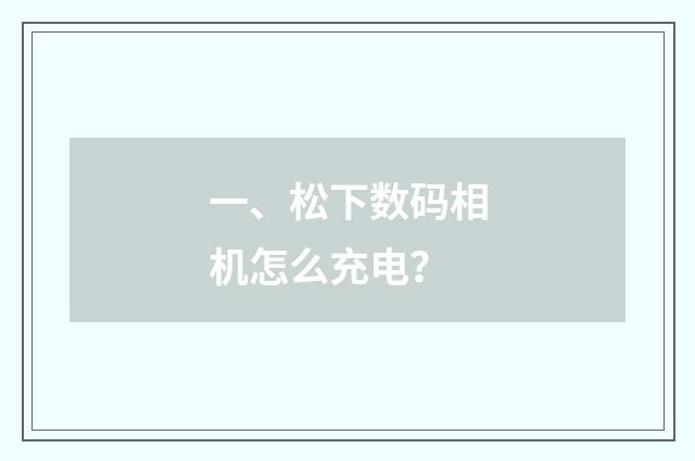 一、松下数码相机怎么充电?