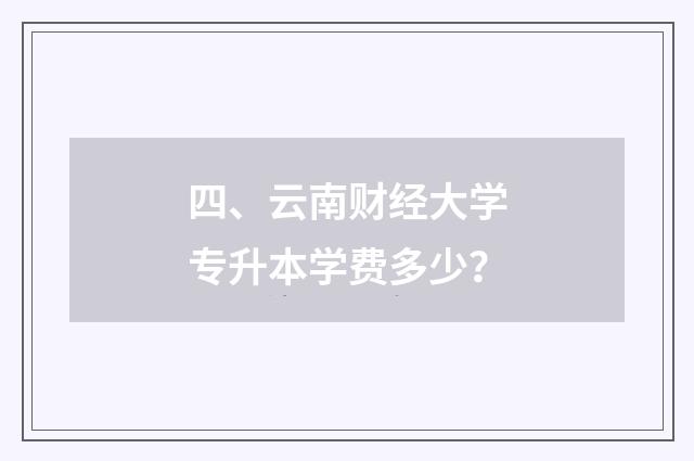 四、云南财经大学专升本学费多少？