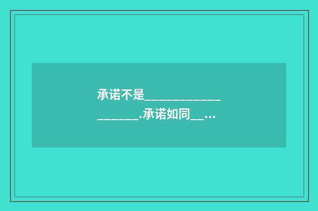 承诺不是_________________.承诺如同_________________?
