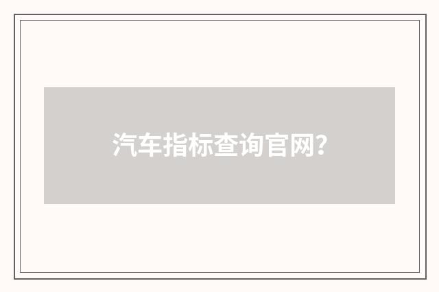 汽车指标查询官网？