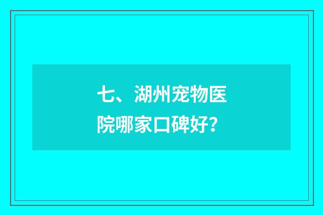 七、湖州宠物医院哪家口碑好？