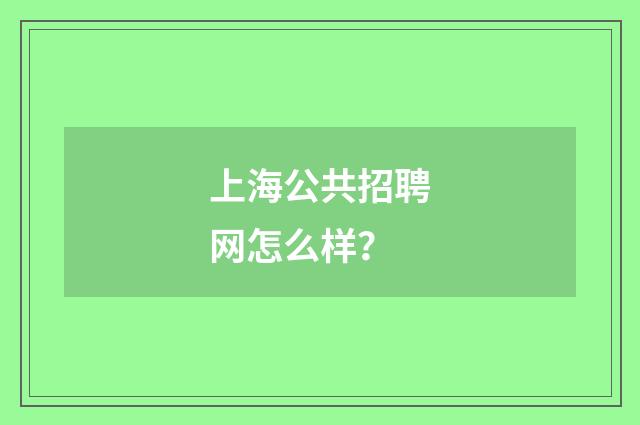 上海公共招聘网怎么样?