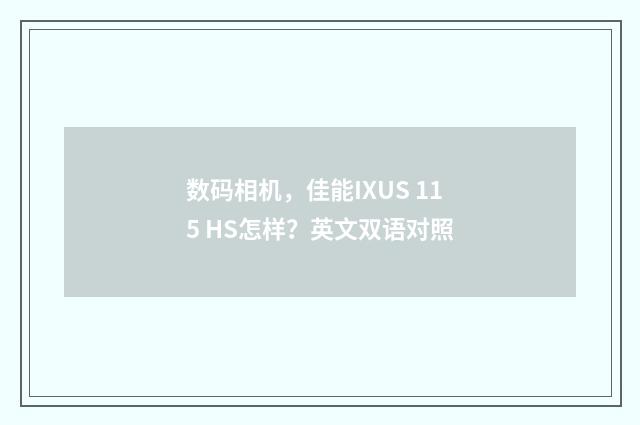 数码相机,佳能IXUS 115 HS怎样?英文双语对照