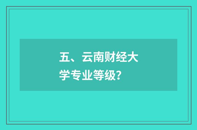 五、云南财经大学专业等级?