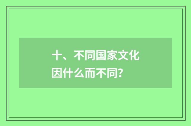 十、不同国家文化因什么而不同?