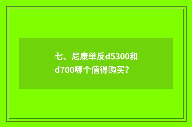 七、尼康单反d5300和d700哪个值得购买？