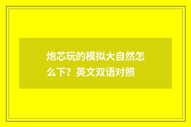 炮芯玩的模拟大自然怎么下?英文双语对照