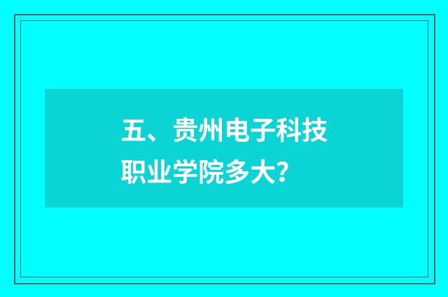 五、贵州电子科技职业学院多大?