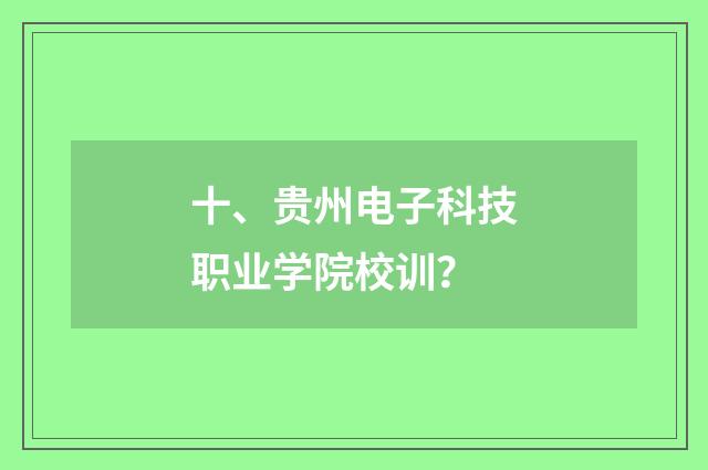 十、贵州电子科技职业学院校训?