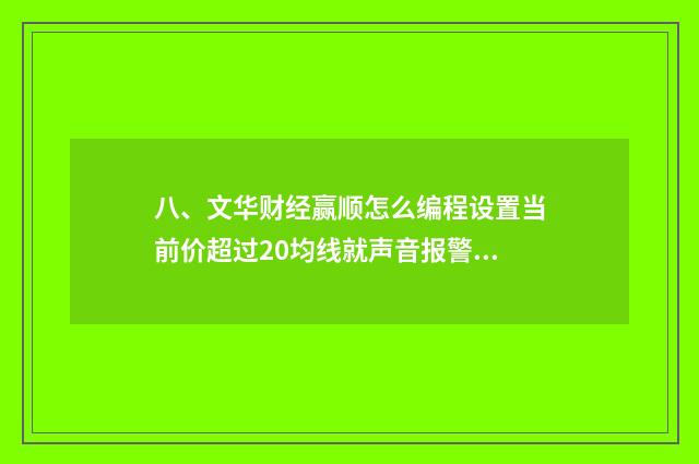 八、文华财经赢顺怎么编程设置当前价超过20均线就声音报警？