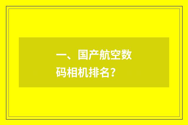 一、国产航空数码相机排名?