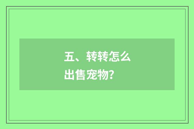 五、转转怎么出售宠物？