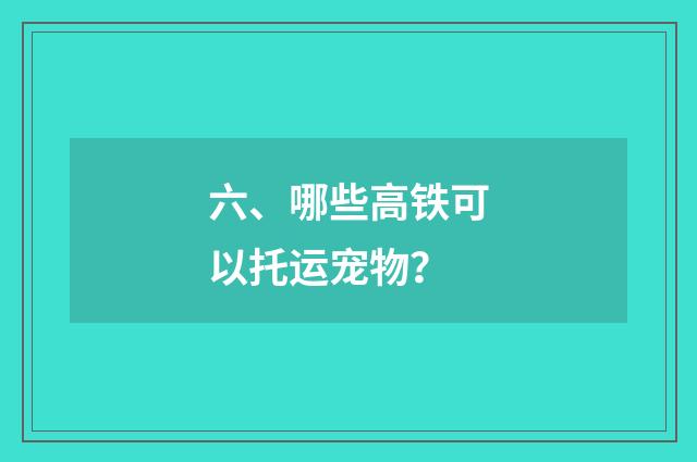 六、哪些高铁可以托运宠物?