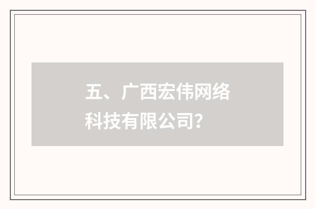 五、广西宏伟网络科技有限公司?
