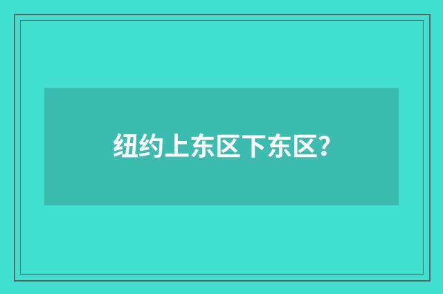纽约上东区下东区?