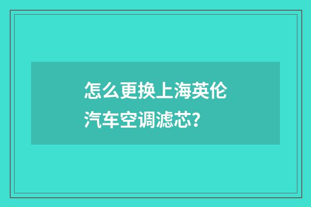 怎么更换上海英伦汽车空调滤芯?