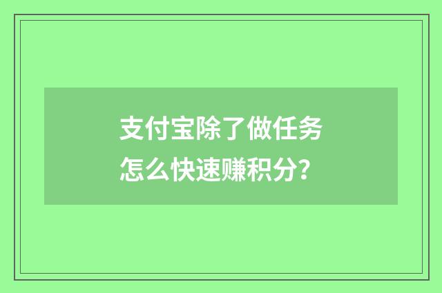 支付宝除了做任务怎么快速赚积分?