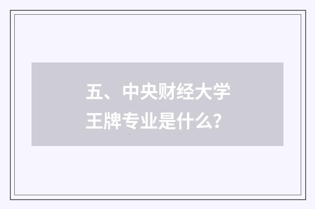 五、中央财经大学王牌专业是什么?