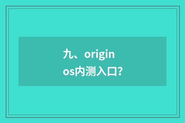 九、originos内测入口?
